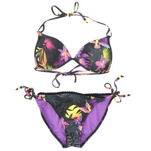 NWT Seafolly Tropical Floral Moulded Triangle Top Hipster Bottoms Bikini 10 12